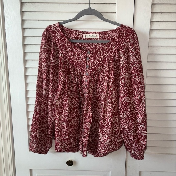 We The Free Pink Long Sleeve Blouse with Mandarin Collar - Picture 2 of 6